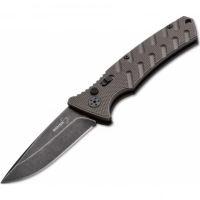 Автоматический складной нож Boker Plus Strike Coyote Spearpoint, сталь AUS-8 BlackWash™ Plain, рукоять анодированный алюминий, BK01BO424 купить в Минске