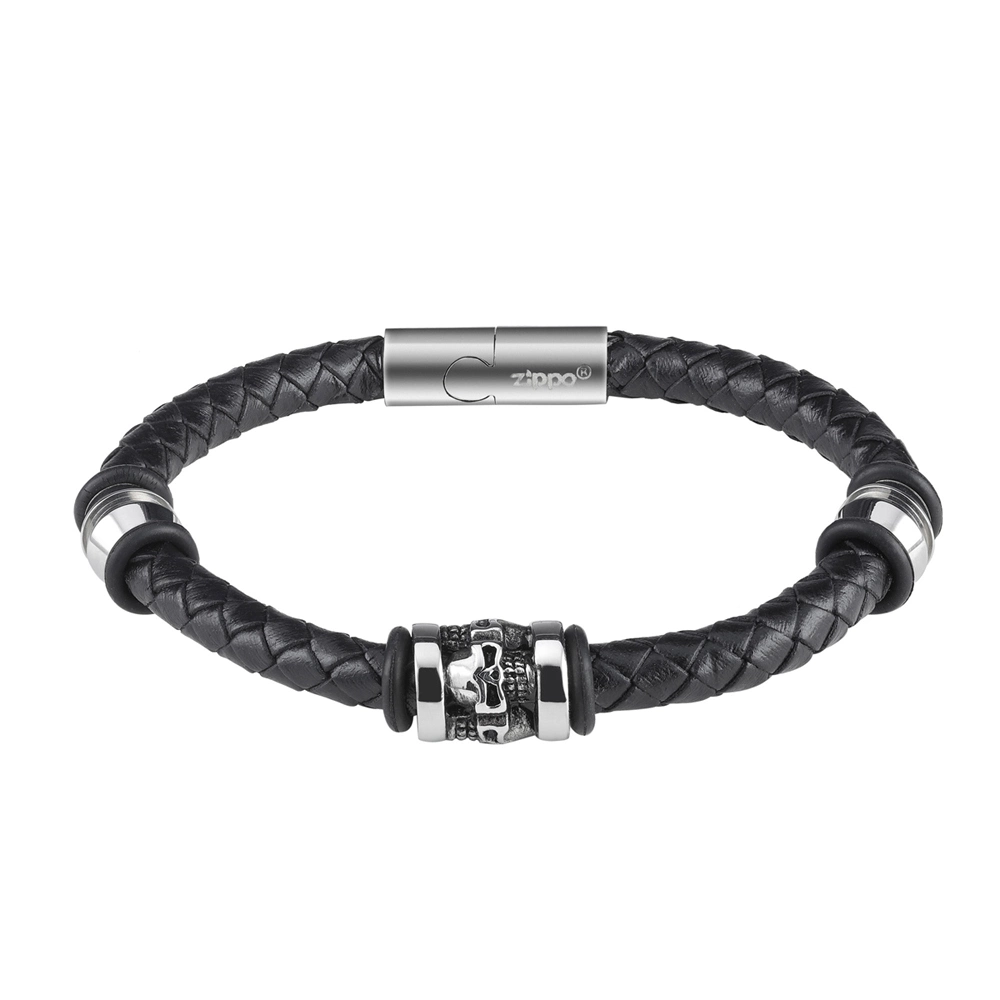 Браслет Zippo Three Charms Leather Bracelet 3 с шармами (22 см)