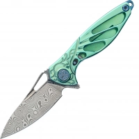 Нож складной Rike Mini Green, сталь Damasteel купить в Минске