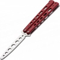 Тренировочный нож-бабочка (балисонг) Balisong Trainer, Boker Plus 01BO712, клинок из нержавеющей стали Zero-ground Plain (без заточки), рукоять стеклотекстолит G10, красный купить в Минске