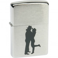 Зажигалка ZIPPO Cowboy Couple Brushed Chrome, латунь, ник.-хром. покр., серебр., матов., 36х56х12 мм купить в Минске